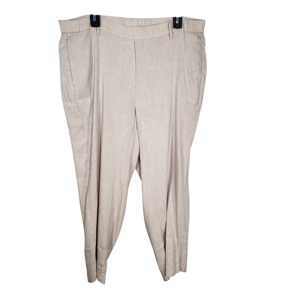 J Jill Pant Size XL Linen Stretch Pullon Trouser Heather Beige Modern Ankle Slit